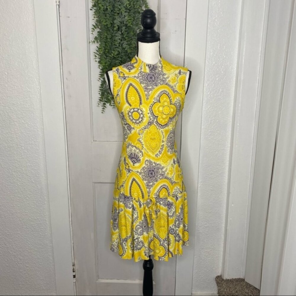 Vintage ~ Yellow Drop Waist Dress